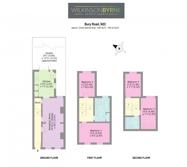 Floor Plan Image for 4 Bedroom Terraced House for Sale in Bury Road, London