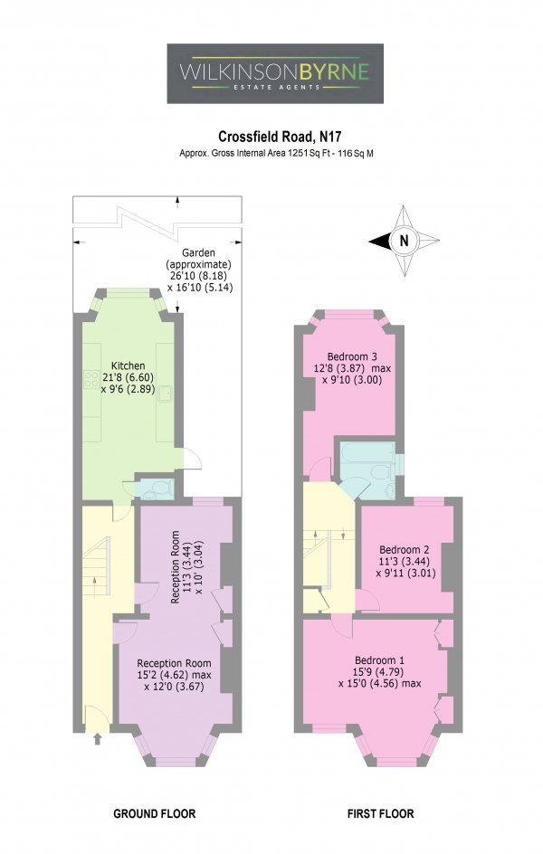 Floor Plan Image for 3 Bedroom Terraced House for Sale in Crossfield Road, Downhills Park