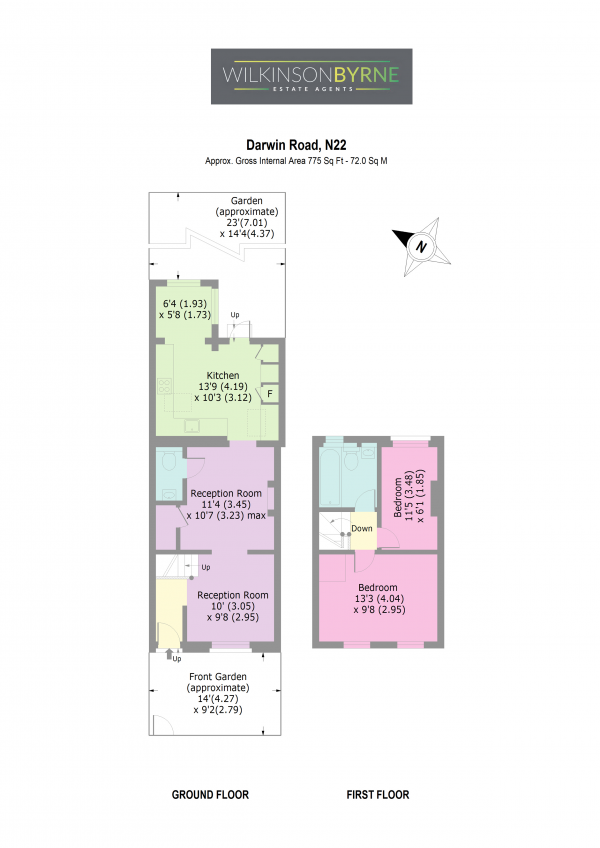 Floor Plan Image for 2 Bedroom Terraced House for Sale in Darwin Road, London, N22 6NS