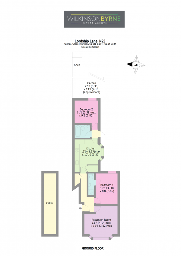 Floor Plan Image for 2 Bedroom Ground Flat for Sale in Lordship Lane, London