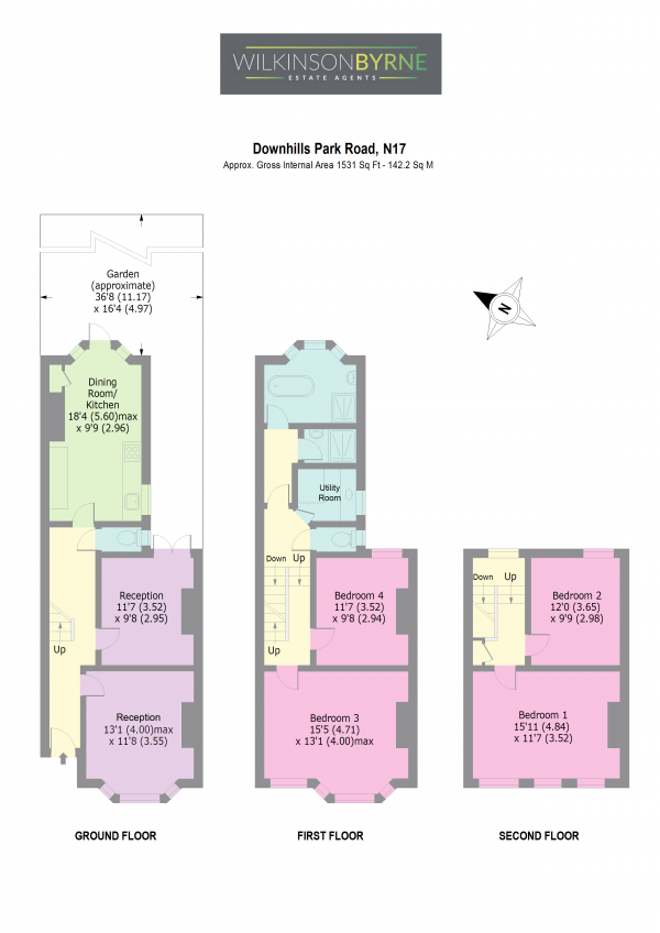 Floor Plan Image for 4 Bedroom Terraced House for Sale in Downhills Park Road, London