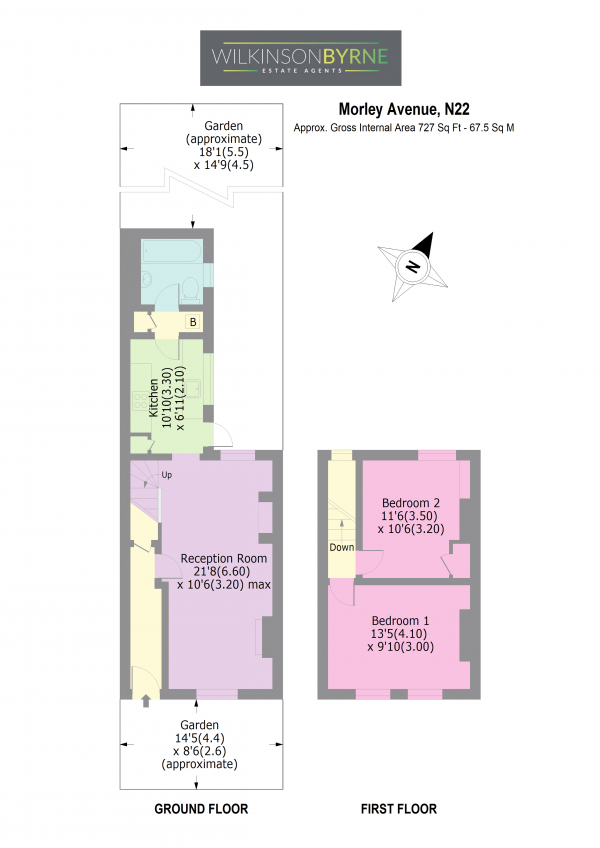 Floor Plan Image for 2 Bedroom Terraced House for Sale in Morley Avenue, London, N22 6NP