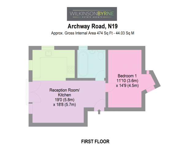 Floor Plan Image for 1 Bedroom Apartment for Sale in Archway Road, London