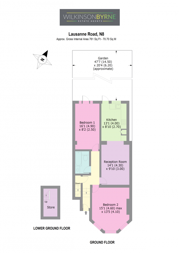 Floor Plan Image for 2 Bedroom Ground Flat for Sale in Lausanne Road N8