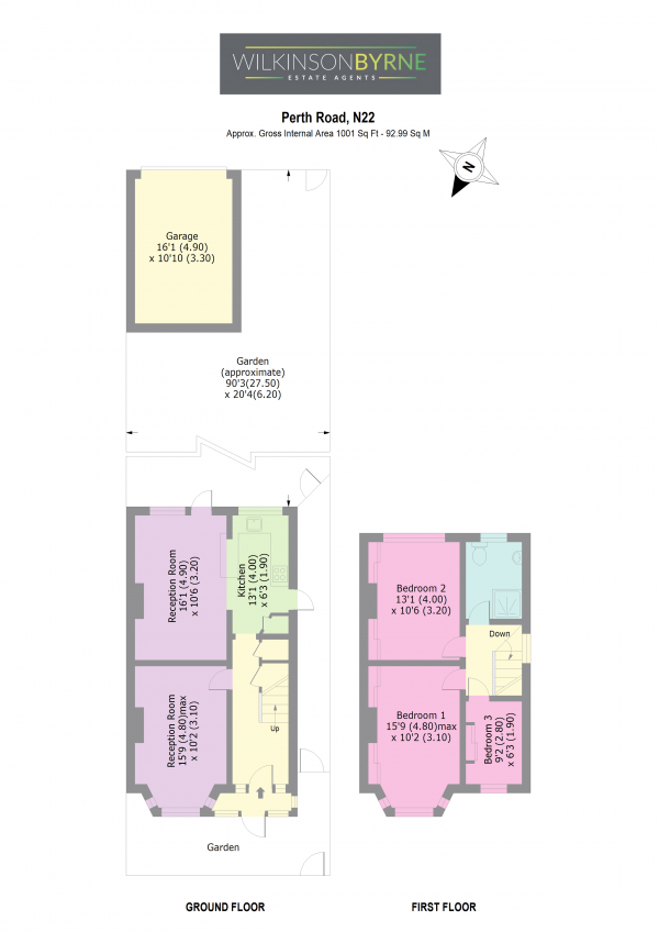 Floor Plan Image for 3 Bedroom Terraced House for Sale in Perth Road, London, N22 5QY