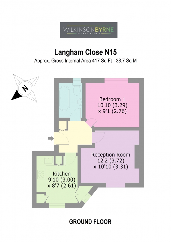 Floor Plan Image for 1 Bedroom Ground Flat for Sale in Langham Close, London