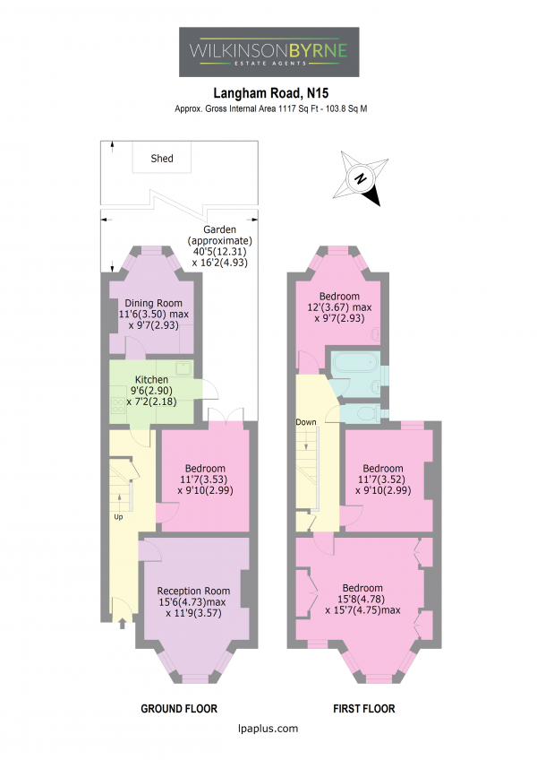 Floor Plan for 3 Bedroom Terraced House for Sale in Langham Road, London, N15, 3LR - Guide Price &pound765,000