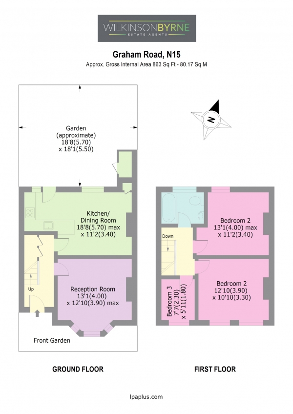 Floor Plan Image for 3 Bedroom Terraced House for Sale in Graham Road, London, N15 3NL