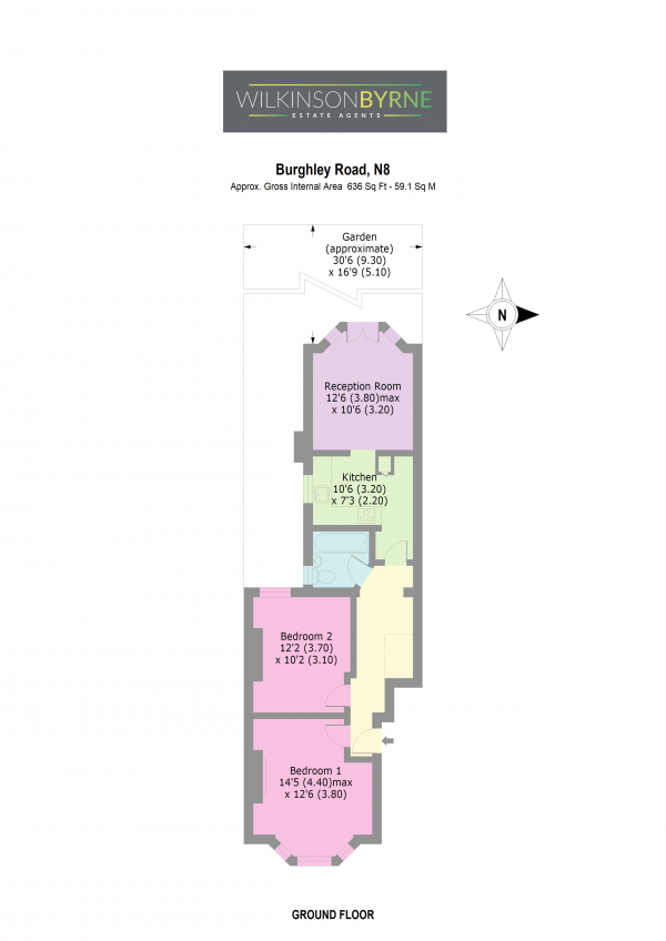 Floor Plan Image for 2 Bedroom Ground Flat to Rent in Burghley Road, London