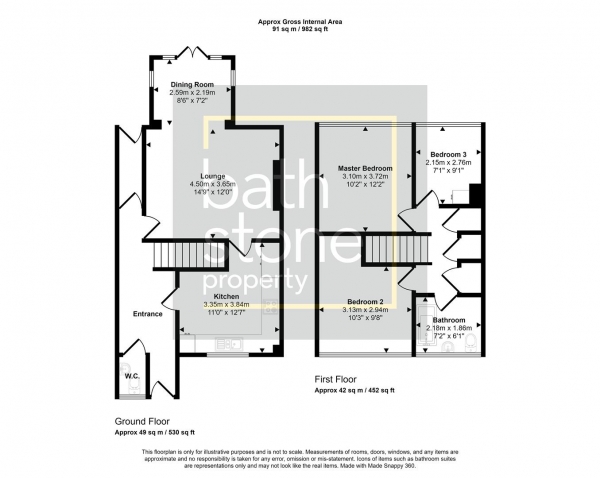 Floor Plan Image for 3 Bedroom End of Terrace House for Sale in Old Fosse Road, Odd Down, Bath