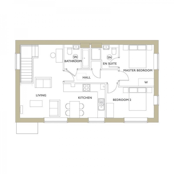 Floor Plan for 2 Bedroom Apartment for Sale in Sulis Down, Bath, BA2, 2FY -  &pound359,995