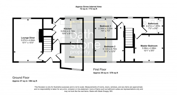 Floor Plan Image for 3 Bedroom Terraced House for Sale in Garrick Road, Bath