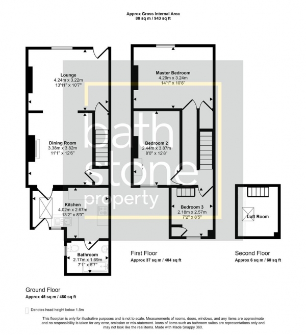 Floor Plan Image for 3 Bedroom Terraced House for Sale in Hillside View, Peasedown St. John, Bath