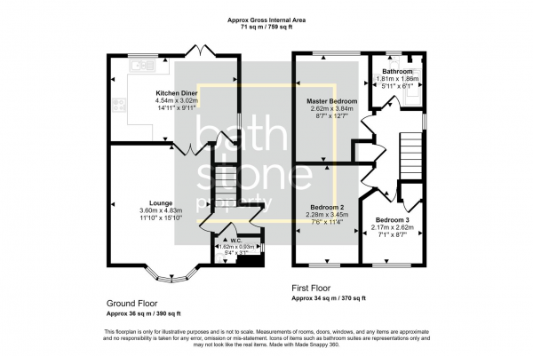 Floor Plan Image for 3 Bedroom Semi-Detached House for Sale in Westbury View, Peasedown St. John