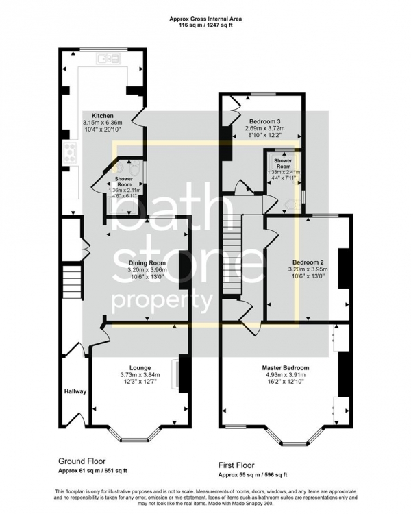 Floor Plan Image for 3 Bedroom Terraced House for Sale in Wellsway, Bath