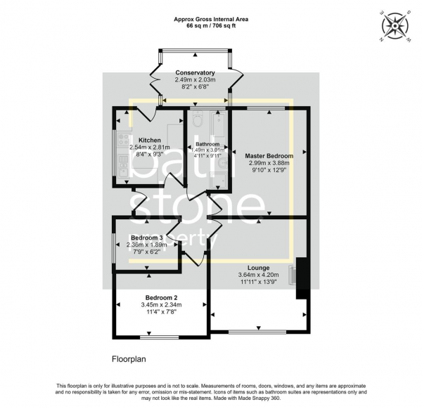 Floor Plan Image for 3 Bedroom Semi-Detached Bungalow for Sale in Gregorys Tyning, Paulton