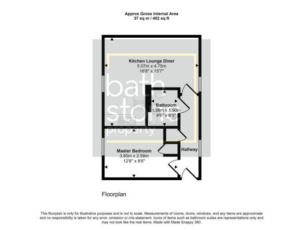 Floor Plan Image for 1 Bedroom Apartment for Sale in Kempthorne Lane, Bath