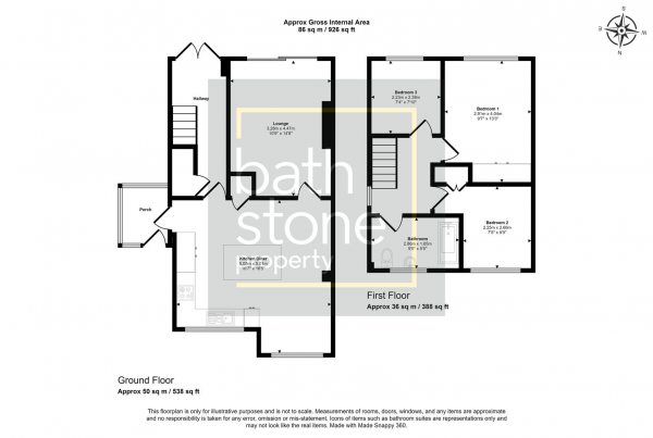 Floor Plan Image for 3 Bedroom Semi-Detached House for Sale in Sunnymead, Midsomer Norton