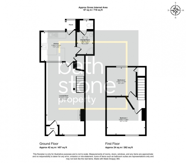 Floor Plan for 2 Bedroom Terraced House for Sale in Leigh Street, Leigh Upon Mendip, BA3, 5QQ -  &pound275,000