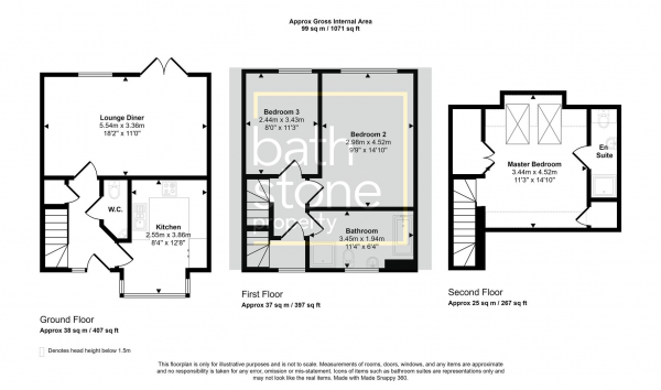 Floor Plan Image for 3 Bedroom End of Terrace House for Sale in Greenvale Drive, Timsbury, Bath