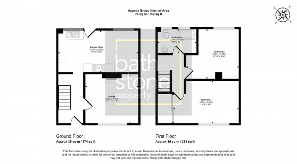 Floor Plan Image for 2 Bedroom Terraced House for Sale in Valley Walk, Midsomer Norton