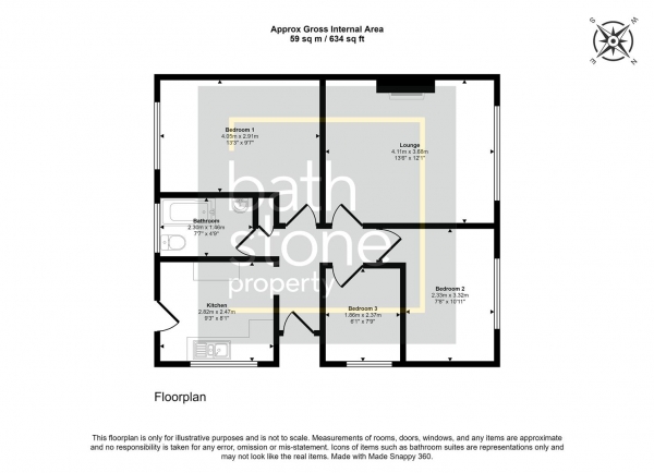 Floor Plan Image for 3 Bedroom Semi-Detached Bungalow for Sale in Gregorys Tyning, Paulton