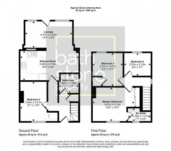 Floor Plan for 4 Bedroom Property for Sale in Shickle Grove, Bath, BA2, 2TP -  &pound350,000