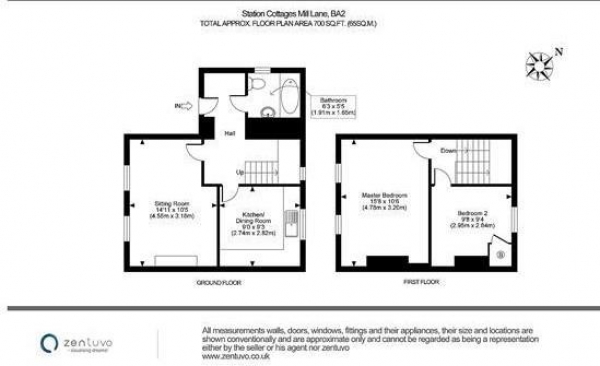 Floor Plan Image for 2 Bedroom Cottage to Rent in Station Cottages, Monkton Combe, Bath