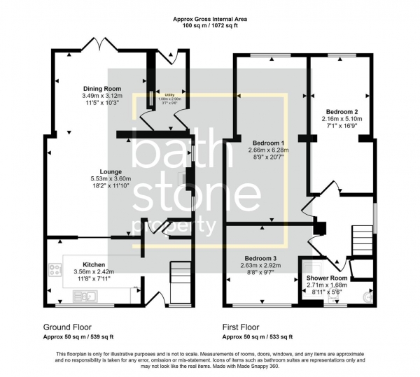 Floor Plan Image for 3 Bedroom Semi-Detached House for Sale in Mendip Vale, Coleford