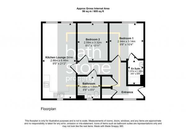 Floor Plan Image for 2 Bedroom Flat for Sale in Frome Road, Radstock