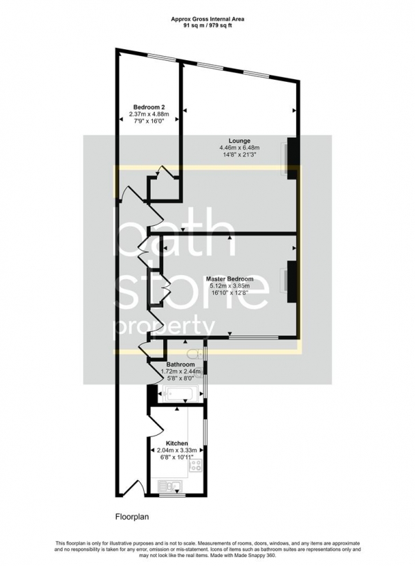 Floor Plan Image for 2 Bedroom Apartment for Sale in Wellsway, Bath