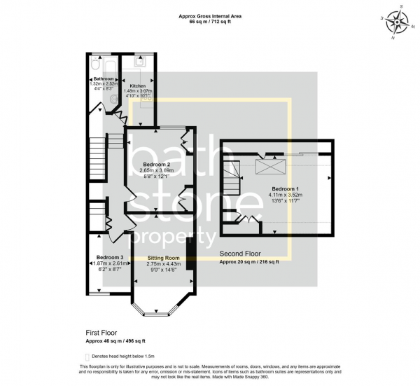 Floor Plan Image for 3 Bedroom Flat for Sale in Radstock Road, Midsomer Norton