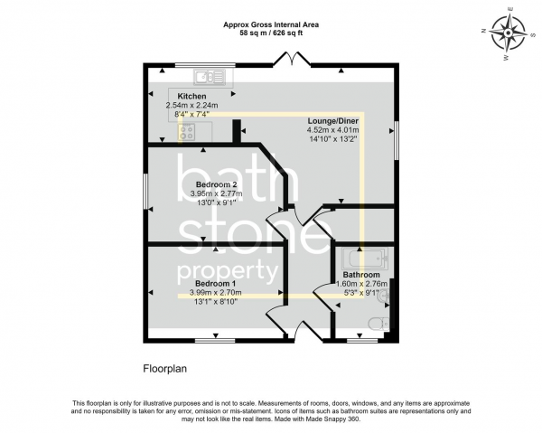 Floor Plan Image for 2 Bedroom Detached Bungalow for Sale in Park Hayes, Leigh Upon Mendip