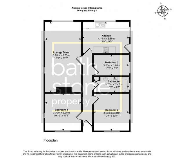 Floor Plan Image for 3 Bedroom Detached Bungalow for Sale in Common Lane, Holcombe