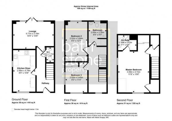 Floor Plan Image for 3 Bedroom Semi-Detached House for Sale in Harrison Down, Sulis Down