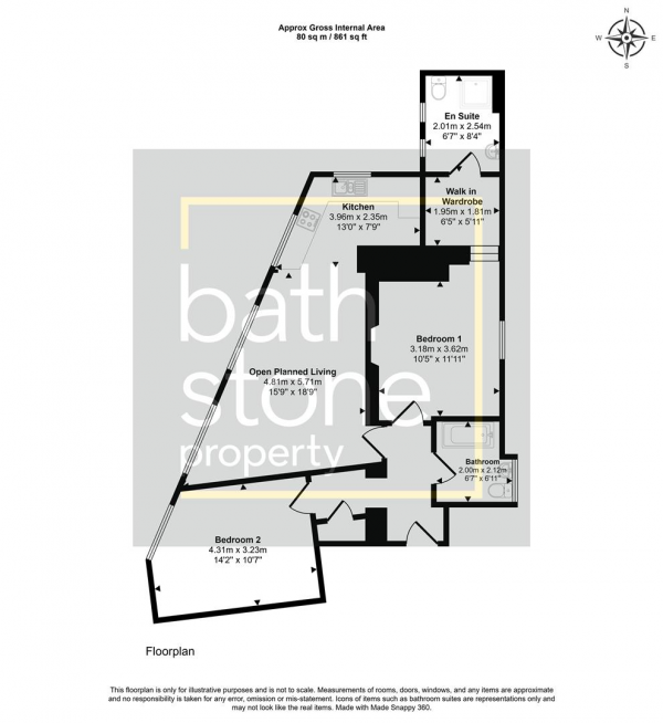 Floor Plan Image for 2 Bedroom Flat for Sale in High Street, Midsomer Norton