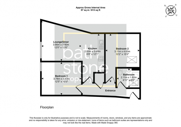 Floor Plan Image for 2 Bedroom Flat for Sale in High Street, Midsomer Norton