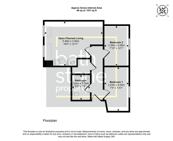 Floor Plan Image for 2 Bedroom Flat for Sale in High Street, Midsomer Norton