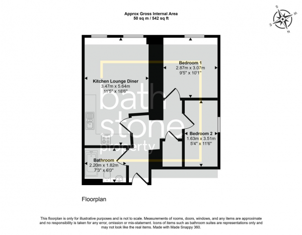 Floor Plan Image for 2 Bedroom Apartment for Sale in High Street, Midsomer Norton