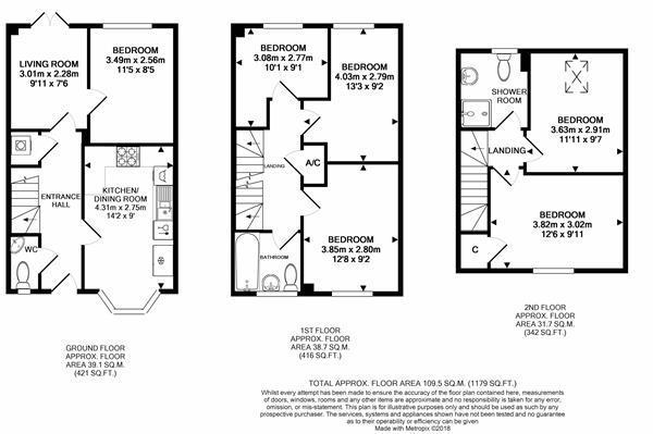 Floor Plan Image for 6 Bedroom Terraced House to Rent in Clarks Way, Bath