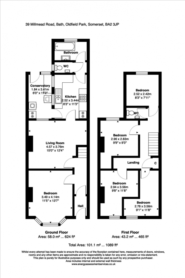 Floor Plan Image for 4 Bedroom Terraced House to Rent in Millmead Road, BA2 3JP