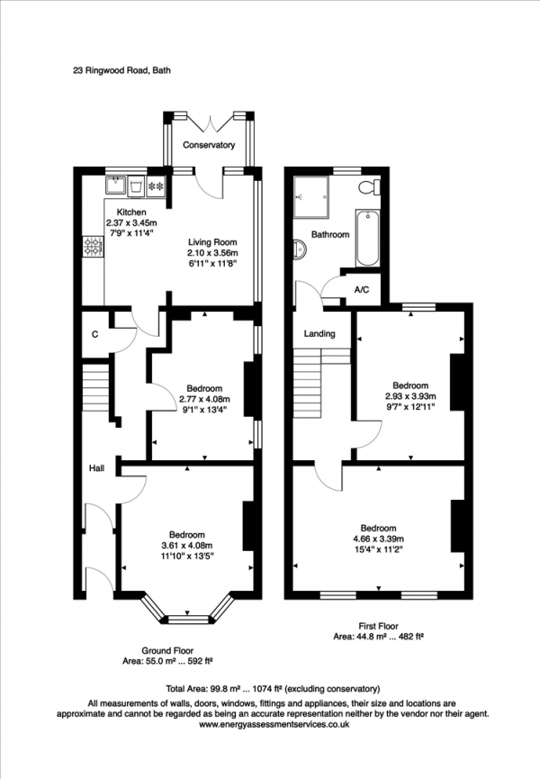 Floor Plan Image for 4 Bedroom Terraced House to Rent in Ringwood Road, Bath