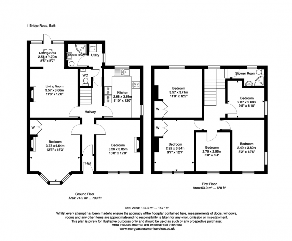 Floor Plan Image for 7 Bedroom End of Terrace House to Rent in Bridge Road, BA2 1AA