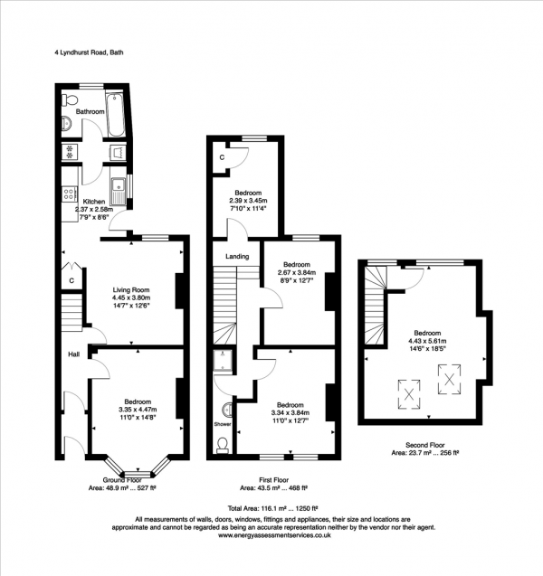 Floor Plan Image for 5 Bedroom Terraced House to Rent in Lyndhurst Road, Bath