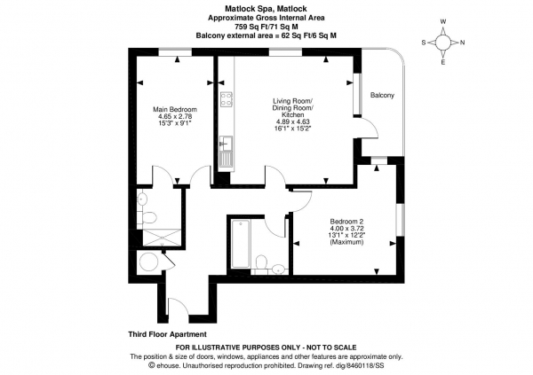 Floor Plan Image for 2 Bedroom Apartment for Sale in Matlock Spa, Matlock, Derbyshire DE4 3TF