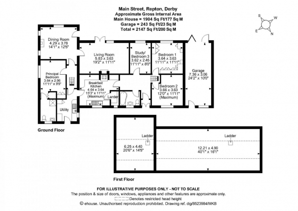 Floor Plan Image for 4 Bedroom Detached Bungalow for Sale in Main Street, Repton, Derby, Derbyshire DE65 6EZ