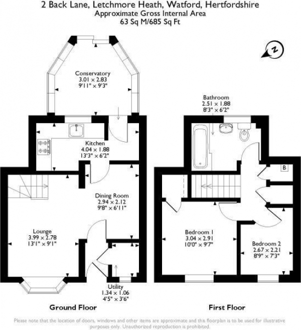 Floor Plan Image for 2 Bedroom Cottage for Sale in Back Lane, Letchmore Heath, Herts