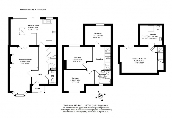 Floor Plan Image for 4 Bedroom Terraced House for Sale in Rendlesham Avenue, RADLETT