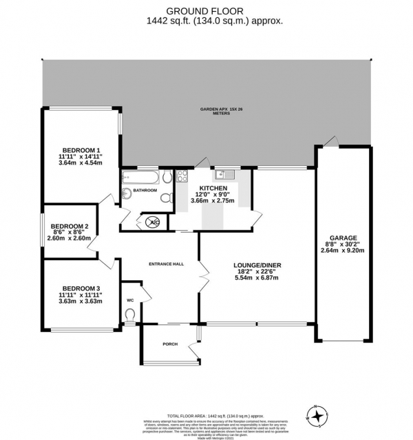 Floor Plan Image for 3 Bedroom Detached Bungalow for Sale in Williams Way, Radlett