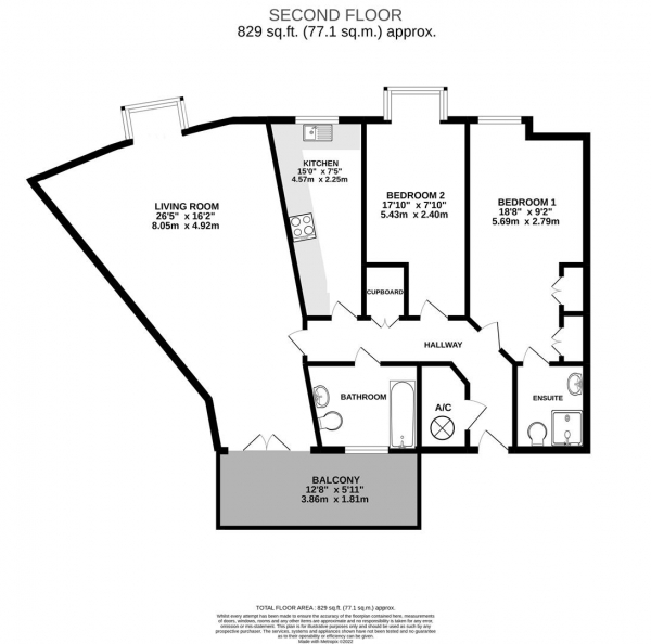 Floor Plan Image for 2 Bedroom Apartment for Sale in Watling Street, Radlett